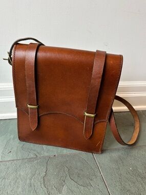 Vintage leather Messenger Bag - Brown